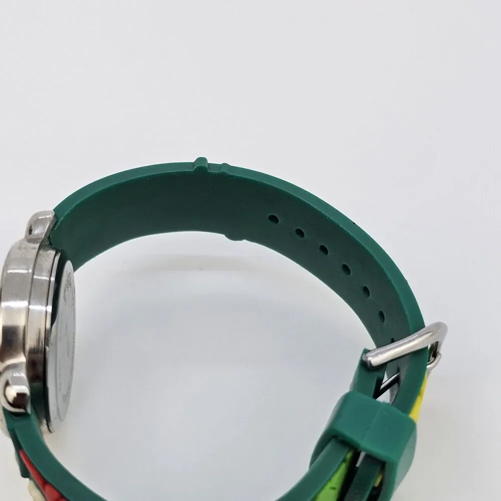 Kids Watch‎ 27MM White Dial Animal Characters Green Plastic Bands New Battery